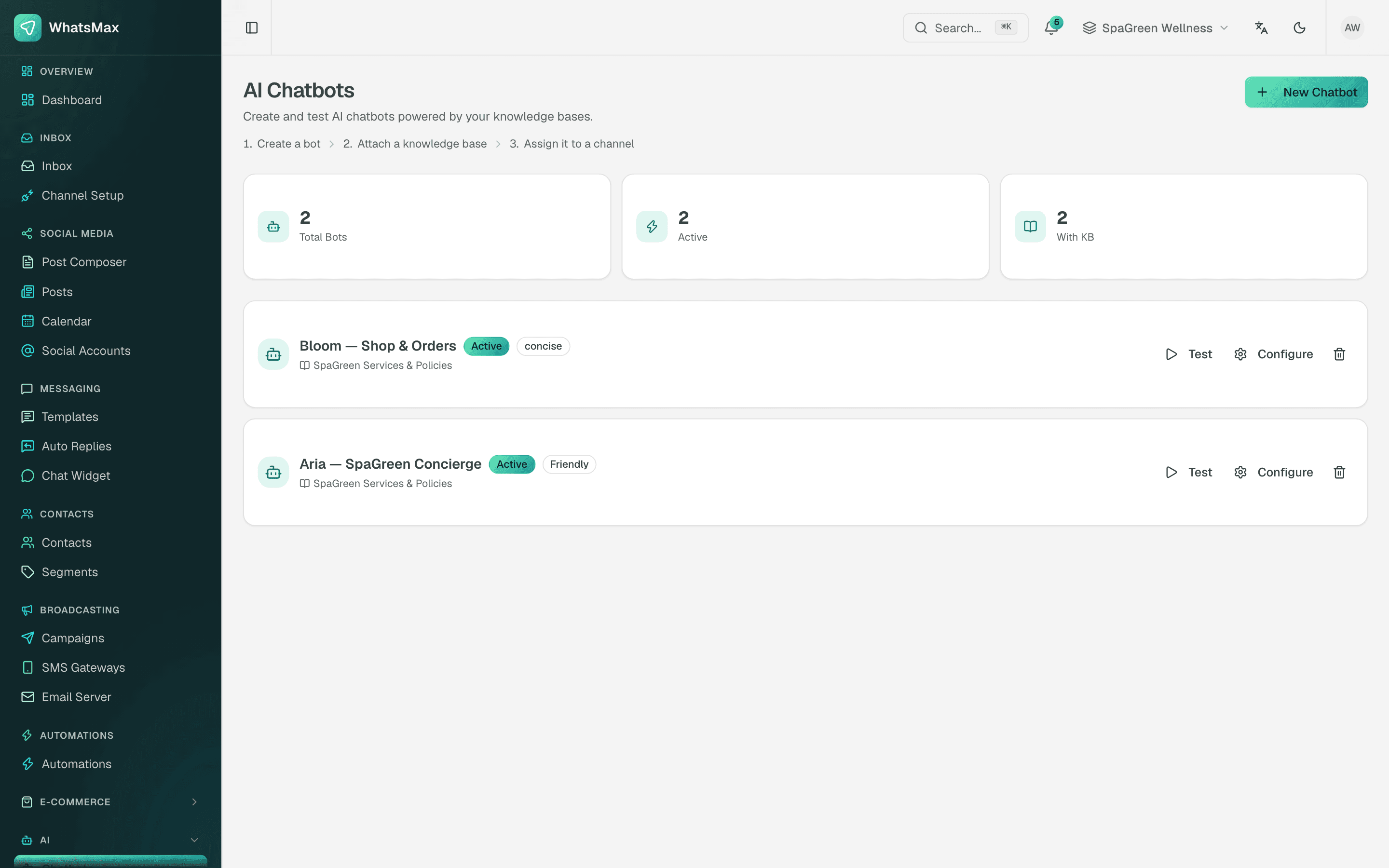 Chatbots trained on your own knowledge